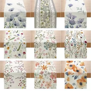 Напечатанный льняной флаг на стол, растения, цветы, декоративная скатерть для крыльца, шкафа, чайного столика ZQ12-1