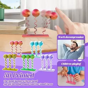 Напечатанный на 3D-принтере трехголовый пружинный декомпрессионный инструмент для маленьких лиц The Head Bangers One Size золотой