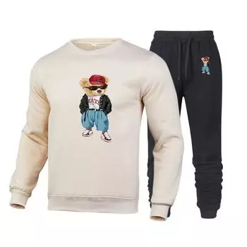 Напечатанный спортивный костюм мужской комплект из 2 предметов мужская одежда осень зима толстовка спортивные штаны свитер толстовки повседневная уличная одежда S