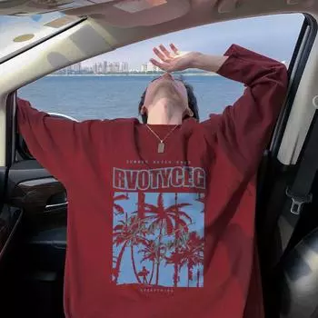 Напечатанный свитер осень-зима для мужчин весна и осень 2024 года, корейский новый свободный топ с круглым вырезом, шикарный стиль Гонконга, модный M белый