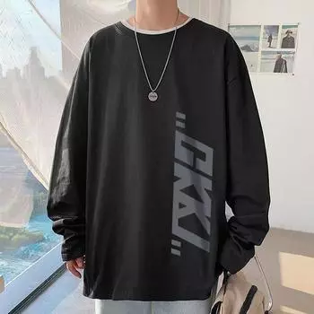 Напечатанный свитер осень-зима для мужчин весна и осень 2024 года, корейский новый свободный топ с круглым вырезом, шикарный стиль Гонконга, модный M белый