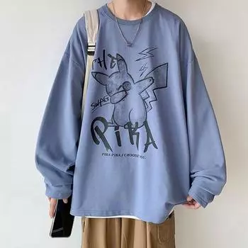 Напечатанный свитер осень-зима для мужчин весна и осень 2024 года, корейский новый свободный топ с круглым вырезом, шикарный стиль Гонконга, модный M белый