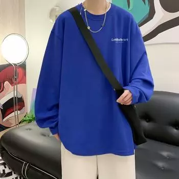 Напечатанный свитер осень-зима для мужчин весна и осень 2024 года, корейский новый свободный топ с круглым вырезом, шикарный стиль Гонконга, модный M белый