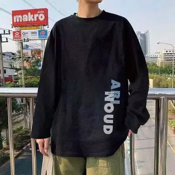 Напечатанный свитер осень-зима для мужчин весна и осень 2024 года, корейский новый свободный топ с круглым вырезом, шикарный стиль Гонконга, модный M белый