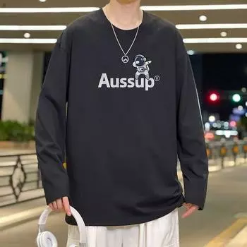 Напечатанный свитер осень-зима для мужчин весна и осень 2024 года, корейский новый свободный топ с круглым вырезом, шикарный стиль Гонконга, модный M белый