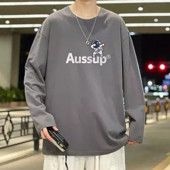 Напечатанный свитер осень-зима для мужчин весна и осень 2024 года, корейский новый свободный топ с круглым вырезом, шикарный стиль Гонконга, модный M белый