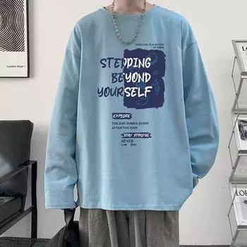 Напечатанный свитер осень-зима для мужчин весна и осень 2024 года, корейский новый свободный топ с круглым вырезом, шикарный стиль Гонконга, модный M белый