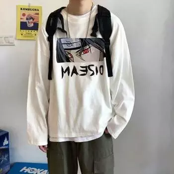 Напечатанный свитер осень-зима для мужчин весна и осень 2024 года, корейский новый свободный топ с круглым вырезом, шикарный стиль Гонконга, модный M белый