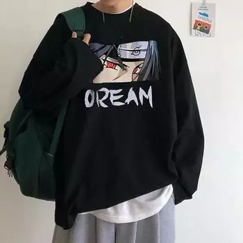 Напечатанный свитер осень-зима для мужчин весна и осень 2024 года, корейский новый свободный топ с круглым вырезом, шикарный стиль Гонконга, модный M белый