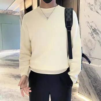 Напечатанный свитер осень-зима мужской весна-осень корейский новый круглый вырез свободный топ шикарный стиль Гонконг модный M абрикосовый