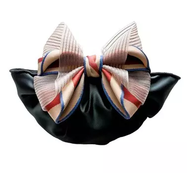 Napist Chignon Net Barrette Hair Clip Accessory Formal Ribbon with Cloth Chignon Net Chiffon Fabric Simple NPBS001ST