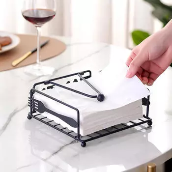 Napkin Holder Dispenser Stand Restaurant Organization Flat Tissue with Weighted Arm