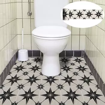 Напольная наклейка в стиле ретро, водостойкая матовая поверхность, виниловая наклейка на плитку для кухни, ванной комнаты, съемная наклейка на стену, пол черный белый