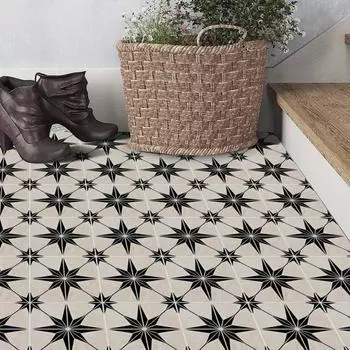 Напольная наклейка в стиле ретро, водостойкая матовая поверхность, виниловая наклейка на плитку для кухни, ванной комнаты, съемная наклейка на стену, пол черный белый