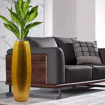 Напольная ваза из кованого железа высотой 24 дюйма - Декоративный акцент ручной работы для современного дома, гостиной, офиса и оформления мероприятий золотой