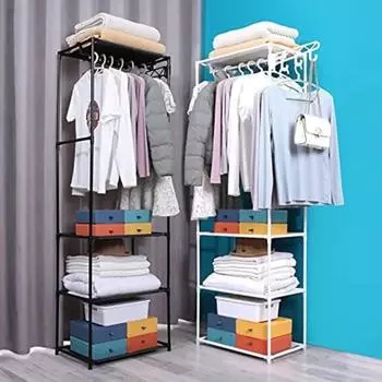 Напольная вешалка для одежды, многоуровневая, креативная, с крючками, угловая полка для хранения в спальне, вертикальные полки для одежды и головных уборов чёрный