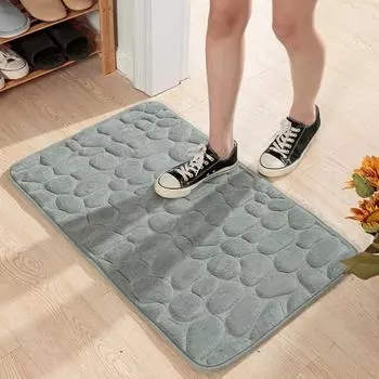 Напольные коврики, легко впитывающий чистую воду, сплошной цвет, противоскользящий коврик для ванной для входной двери 50*80cm чёрный