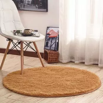 Напольный ковер, пушистый, круглый, впитывающий, с длинными волосами, хороший, однотонный, влажный, моющийся, для гостиной 80cm бежевый