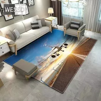 Напольный ковер в виде самолета для мальчика, мягкий фланелевой коврик из губки, ковер для детской комнаты, прикроватный коврик для спальни, ковер для комнаты подростка, мягкий моющийся мягкий коврик 40x60cm 1pcs