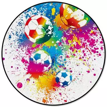 Напольный коврик для гостиной, спальни, коврик для журнального столика, красочный футбольный коврик с художественным узором, круглый детский коврик 40