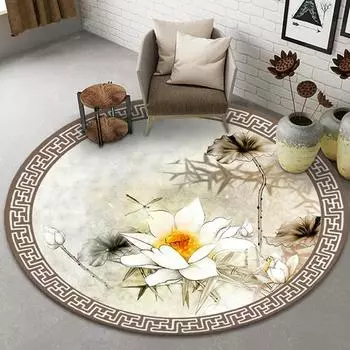 Напольный коврик для спальни, гостиной, украшения дома, китайская картина тушью фэн, сливовый нескользящий круглый ковер 40