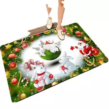 Напольный коврик из диатомовой грязи с рисунком Рождества, входная дверь, дверь в ванную комнату, противоскользящий, быстросохнущий водопоглощающий коврик для ног 40*60cm crystal velvet