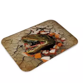 Напольный коврик с изображением динозавра, противоскользящий коврик для ванной комнаты, домашний входной кухонный коврик, ковер с кристаллами, бархатный фланелевый напольный коврик 40*60cm