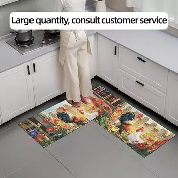 Напольный коврик с рисунком петуха в деревенском стиле, коврик для кухни, моющийся прямоугольный ковер, подходит для кухонных принадлежностей 400MMx600MM
