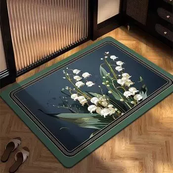 Напольный коврик в стиле ретро, коврик для двери крыльца ванной комнаты, обеспечивает легкую очистку, поглощает диатомовую грязь, напольный коврик 40*60cm
