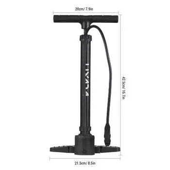 Напольный велосипедный насос с манометром 230 фунтов на кв. дюйм и складной педалью, совместимый с Presta и Schrader чёрный