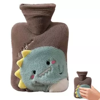 Наполненная водой плюшевая грелка для рук с рисунком из мультфильма зимняя грелка с мягкой крышкой большая вместительная кровать синий
