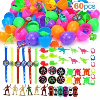 Наполненные яйца-сюрпризы, красочные предварительно заполненные пластиковые пасхальные яйца разного вида