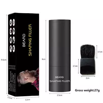 Наполнитель для бороды, порошок-наполнитель для бороды для мужчин, водостойкая, долговечная и естественная отделка бороды чёрный