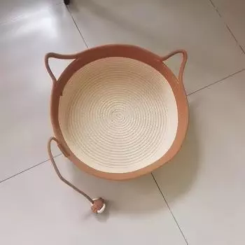 Наполнитель для кошачьего туалета для собачьего туалета для маленьких домашних животных, круглый, ручной, соломенный, веревочный, для маленького домика, легко чистится, наполнитель для кошачьего туалета летом S 35*30*11cm