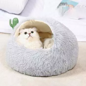 Наполнитель для кошачьего туалета, теплый зимой, универсальный для всех сезонов, полузакрытый лежак для собак, наполнитель для кошачьего туалета, лежанка для домашних животных, плюшевая будка diameter 50cm
