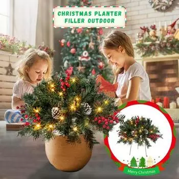 Наполнитель для рождественских кашпо, искусственные сосны, наполнитель для урны с красными ягодами и