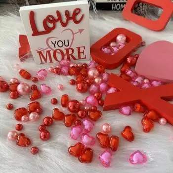 Наполнитель для вазы на день Святого Валентина, яркие цветные многоразовые плавающие бусины, наполнители для ваз с сердечками, аксессуары для вечеринок