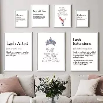 Наполнители для губ и ресниц, ботокс, эстетика, настенная живопись на холсте, постеры на скандинавскую тему и принты, настенные панно для декора салона красоты 21x30cm No Framed