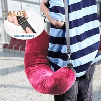 Наполняемая подушка для шеи для путешествий, Одежда Набивная подушка для путешествий для путешествий, Чехол для подушки для шеи, Самозаполняющаяся подушка для трубки, Чехол для подушки для путешествий, серый