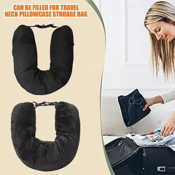 Наполняемые подушки для шеи для автомобиля, поезда, самолета, путешествий, многоразовая сумка для хранения, подушка для шеи, легкая портативная U-образная подушка CHINA