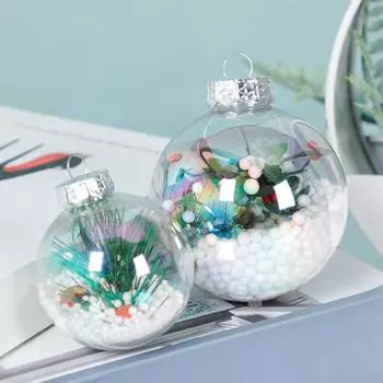 Наполняемый рождественский шар, кулон, небьющийся, прозрачный, сделай сам, елочные безделушки, декоративное подвесное украшение 8 cm