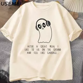 Napstablook Galaxy Undertale Музыкальная футболка Мужская летняя хлопковая футболка с короткими рукавами Повседневная футболка с круглым вырезом Мужская уличная одежда S бежевый