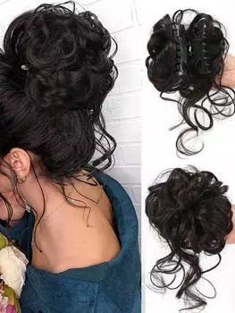 Наращивание булочки в стиле заколки для волос, синтетическая вьющаяся волнистая булочка, подходит для повседневного женского ношения.