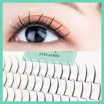 Наращивание ресниц своими руками, набор одиночных ресниц, пучковые ресницы, отдельные ресницы, с клеем и пинцетом I формы. 8mm60 flowers чёрный