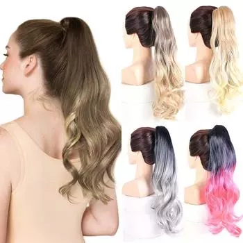 Наращивание волос «конский хвост» Цвет омбре Длинные волнистые волосы Конский хвост Коготь на волосах Синий Розовый Фиолетовый Конский хвост Парик
