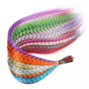 Наращивание волос Парики Термостойкий шелк Цветные парики Цветные шиньоны Волосы с перьями и полосками 50cm