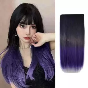 Наращивание волос с градиентным цветом, длинные прямые синтетические волокна, искусственные волосы, бесследные, мягкие, гладкие, 23,6-дюймовый искусственный парик из высокотемпературной проволоки