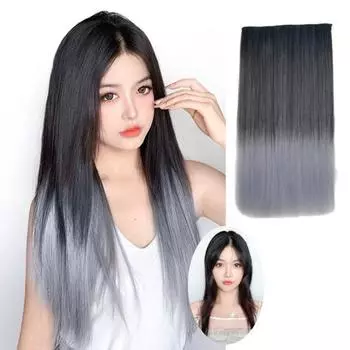 Наращивание волос с градиентным цветом, длинные прямые синтетические волокна, искусственные волосы, бесследные, мягкие, гладкие, 23,6-дюймовый искусственный парик из высокотемпературной проволоки