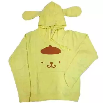 Narikiri Pom Pom Purin с большим принтом и длинным рукавом, флис, желтый, размер S [Sanrio] для мужчин