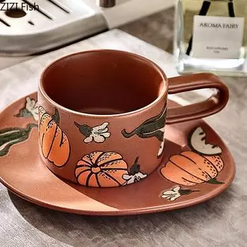 Нарисованная вручную керамическая кофейная чашка, креативная пара, послеобеденный чай, латте, кофейная чашка, набор для домашнего офиса, кружка для завтрака, молочная чашка, напиток, подарки 280ml